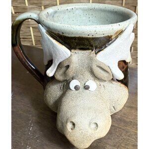 Rustic Moose Ceramic Mug Handmade Artisan Pottery